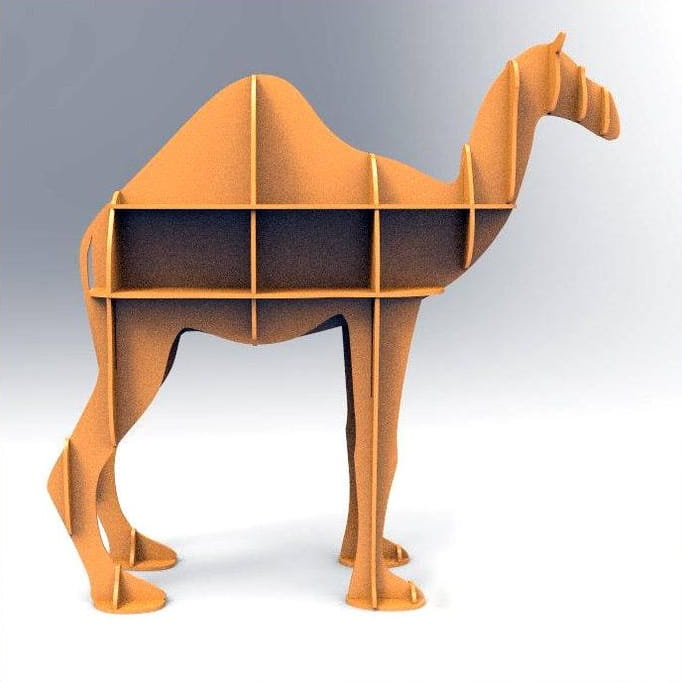 Laser Cut Floor Standing Camel Storage Shelf Bookcase