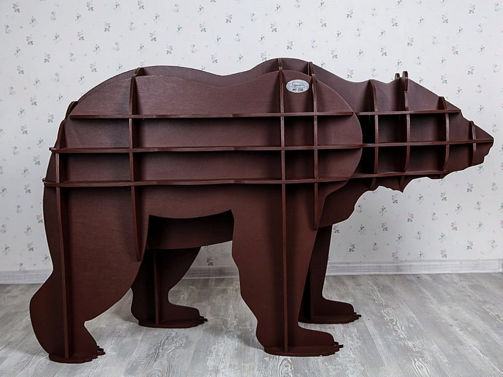 Laser Cut Bear Animal Shelf For Kids Room