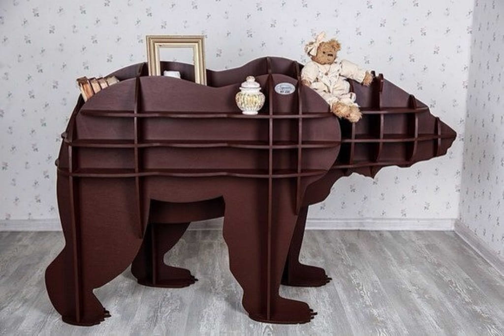 Laser Cut Bear Animal Shelf For Kids Room