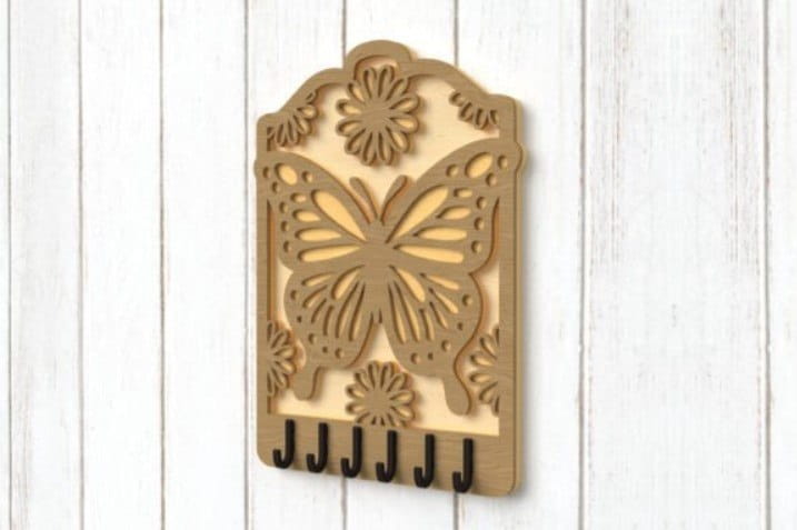 Laser Cut Butterfly Key Holder Key Hooks