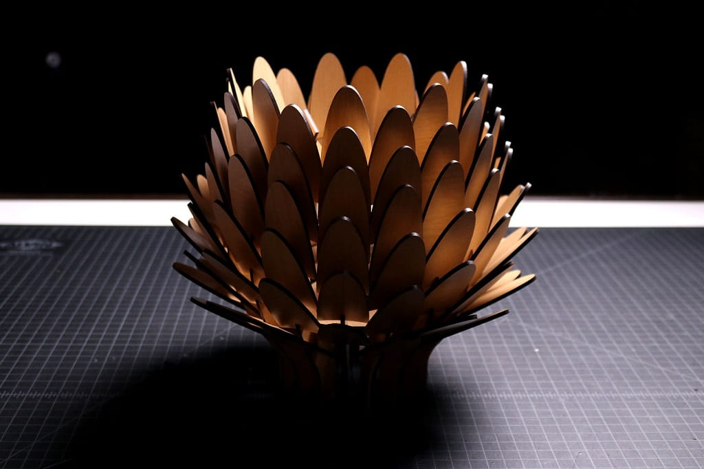 Laser Cut Wood Blooming Lamp