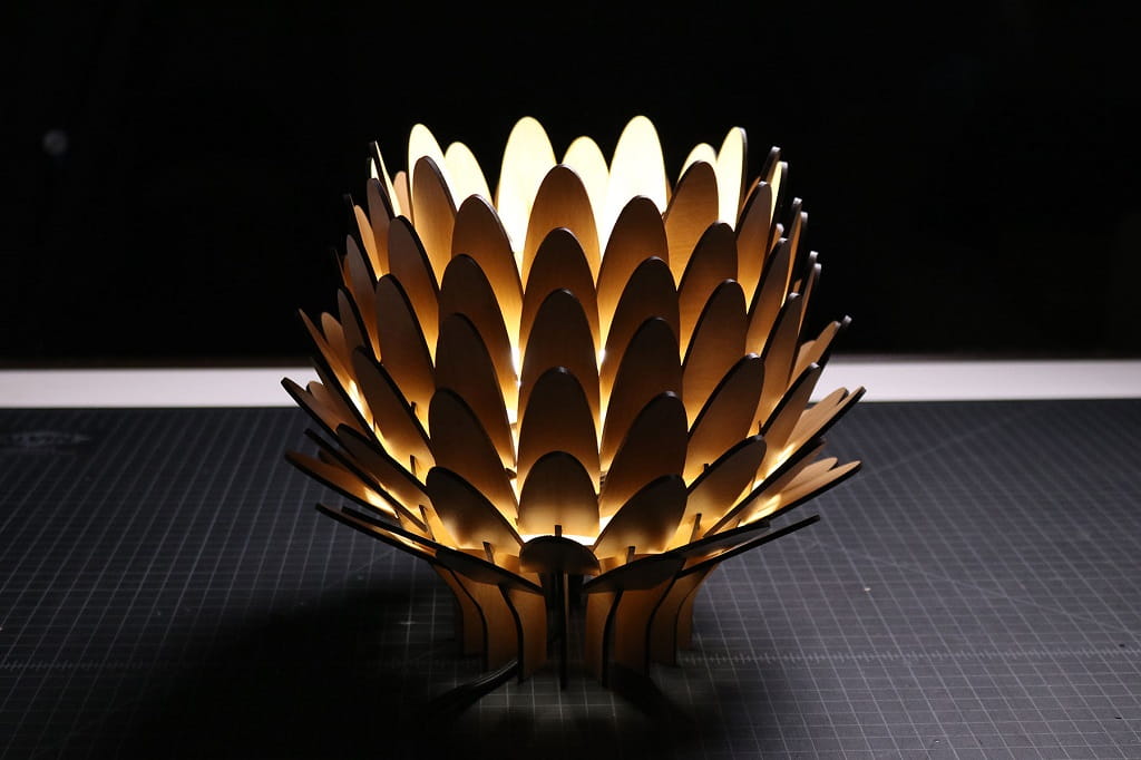 Laser Cut Wood Blooming Lamp