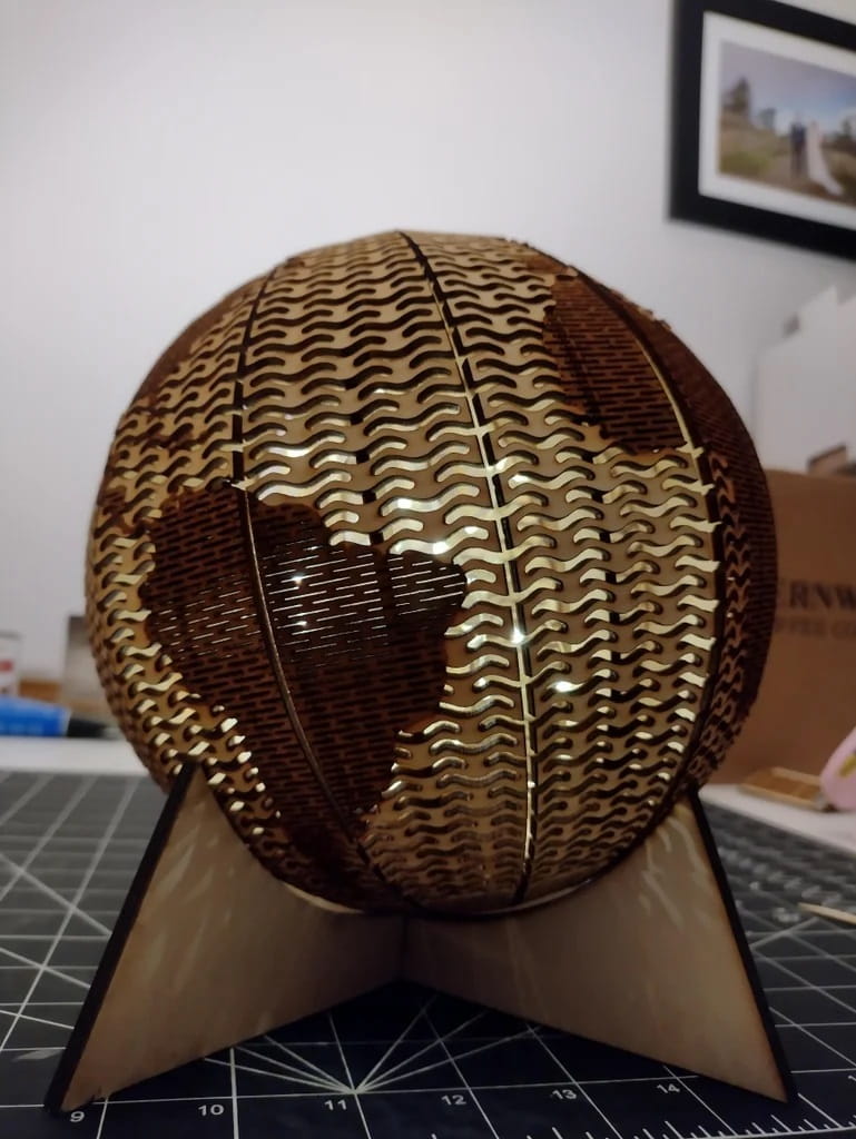 Laser Cut Living Hinge Globe Table Lamp