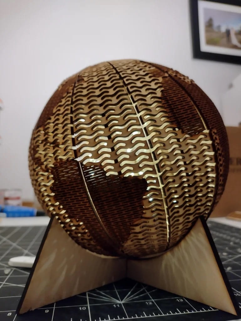 Laser Cut Living Hinge Globe Table Lamp