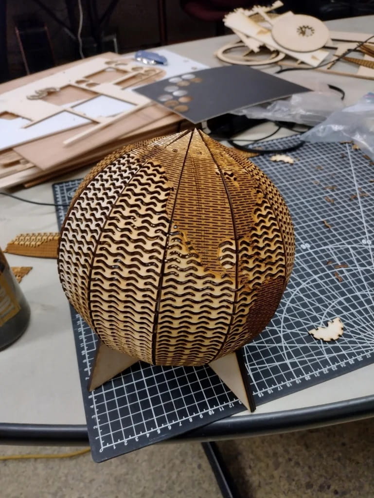 Laser Cut Living Hinge Globe Table Lamp