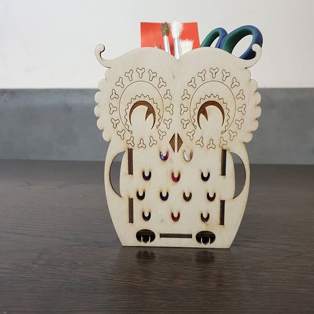 Laser Cut Owl Pen Pencil Holder