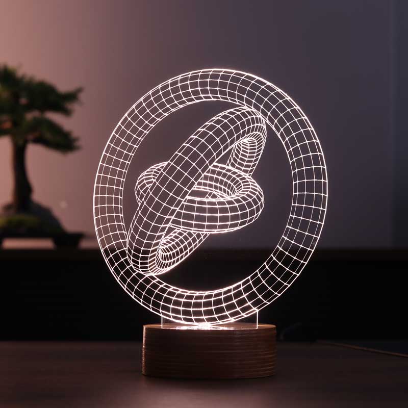 Laser Cut 3D Rings Acrylic Night Light Illusion Lamp