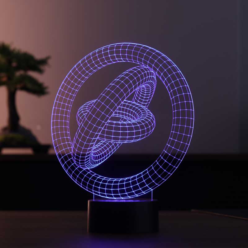 Laser Cut 3D Rings Acrylic Night Light Illusion Lamp