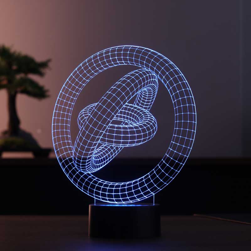 Laser Cut 3D Rings Acrylic Night Light Illusion Lamp