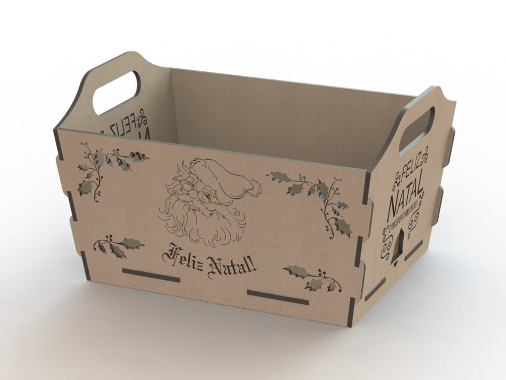 Laser Cut Christmas Basket Box With Handle