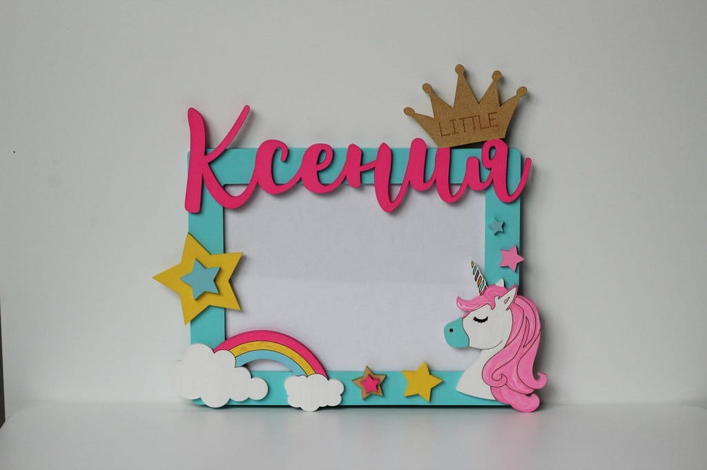 Laser Cut Unicorn Photo Frame For Baby Room