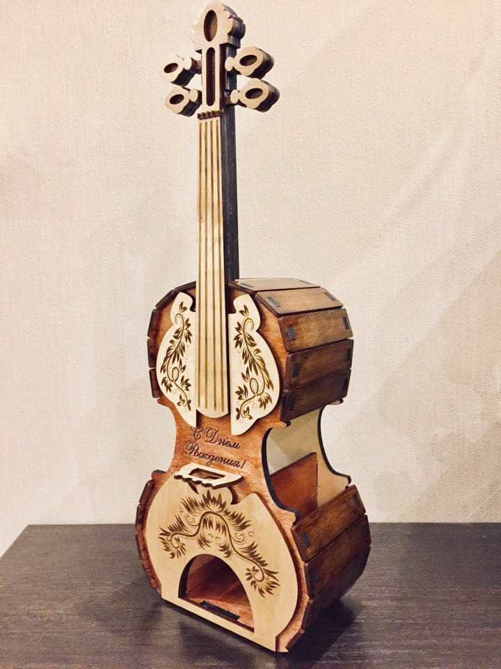 Laser Cut Guitar Tea House Tea Bag Organizer