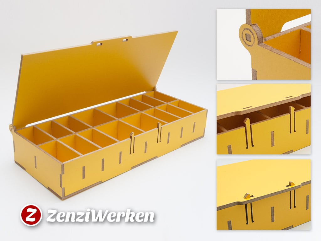 Laser Cut Compartment Storage Box With Lid