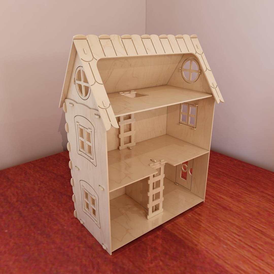 Laser Cut Dollhouse 3D Wood Model