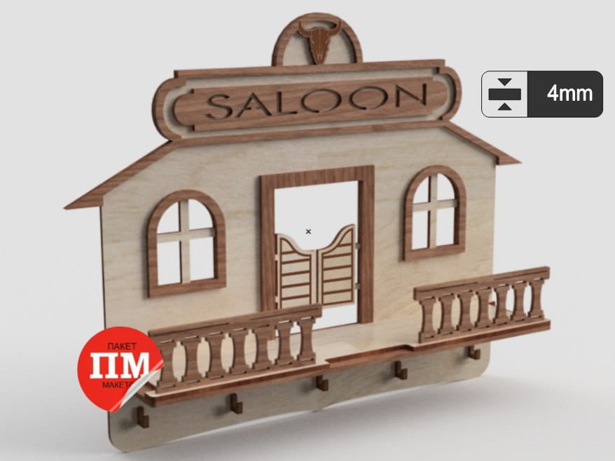 Laser Cut Saloon Key Holder Entryway Shelf