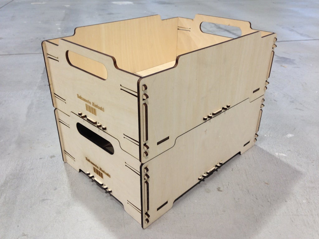 Laser Cut Stackable Storage Open Box Crate With Handle