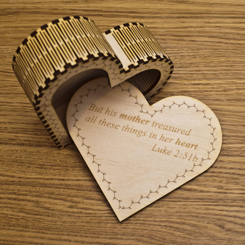 Laser Cut Heart Shaped Wooden Trinket Box