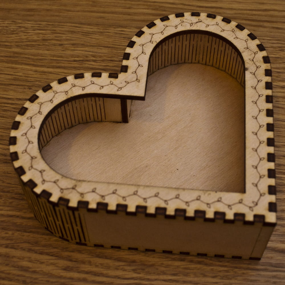 Laser Cut Heart Shaped Wooden Trinket Box