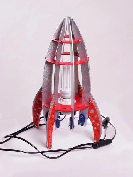 Laser Cut Wooden Rocket Lamp for Nursery Room