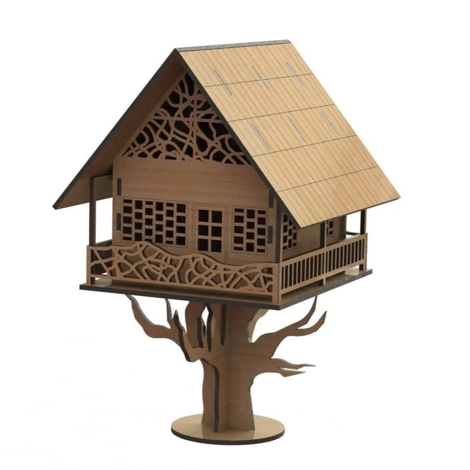 Laser Cut Wooden Tree House Dollhouse