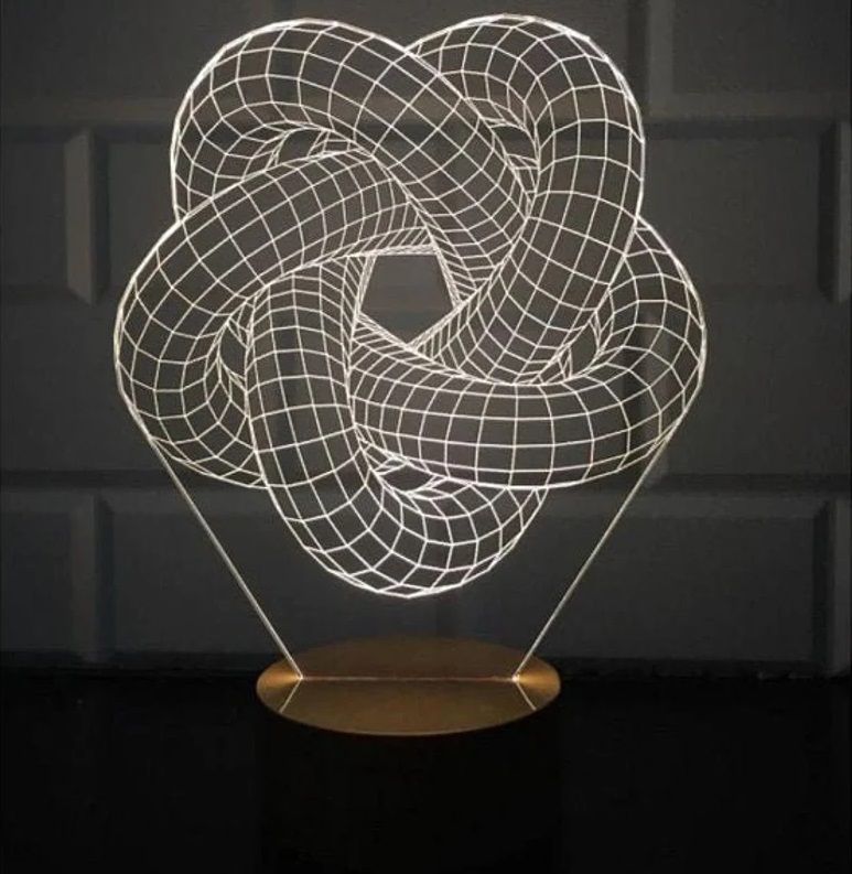 Laser Cut 3D Torus Spiral Acrylic LED Night Light