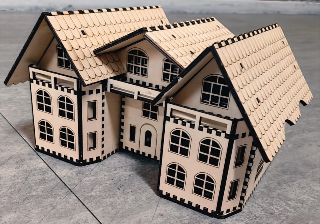 Laser Cut Villa Tea Bag House