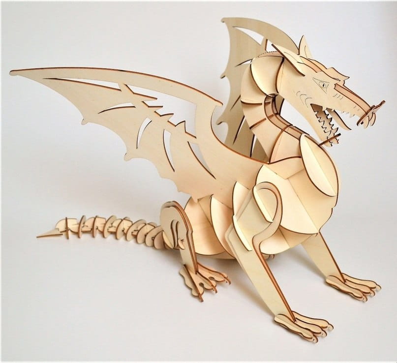 Laser Cut Ljubljana Dragon 3D Wooden Puzzle