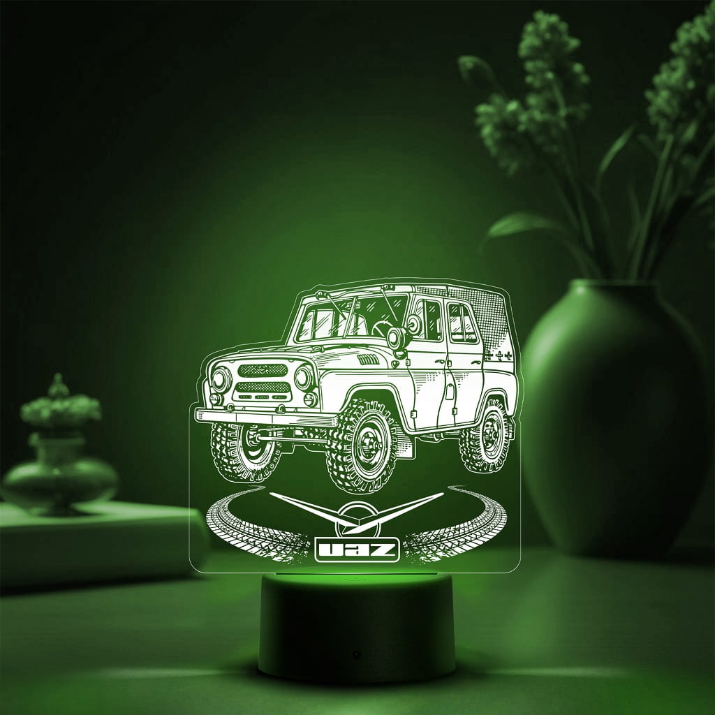 Laser Cut UAZ Hunter Jeep 3D Illusion Lamp