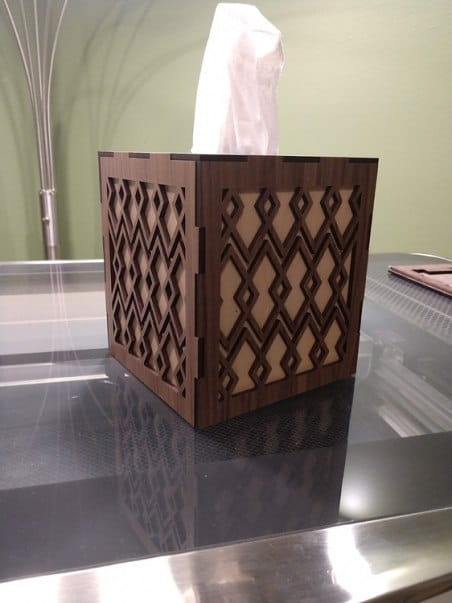 Laser Cut Wood Square Cube Tissue Box