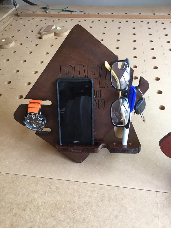 Laser Cut Wood Phone Docking Station for Men