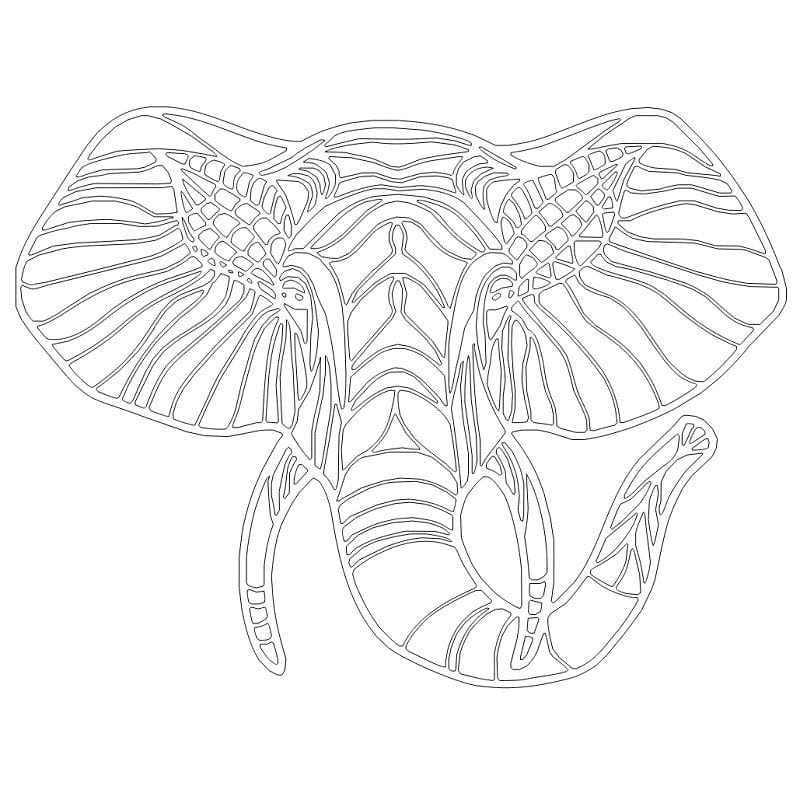 Laser Cut Geometric Elephant Head Wall Art