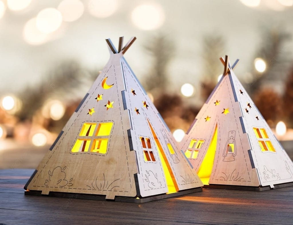 Laser Cut Camping Tent Tealight Lantern