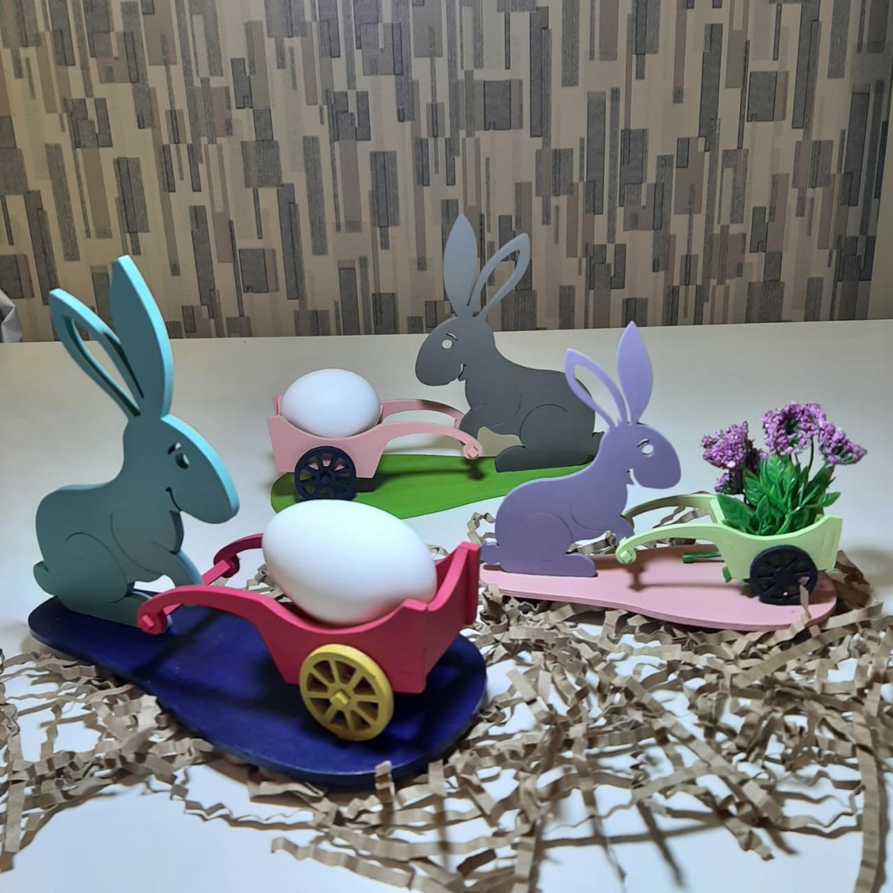 Laser Cut Easter Bunny and Cart Egg Holder