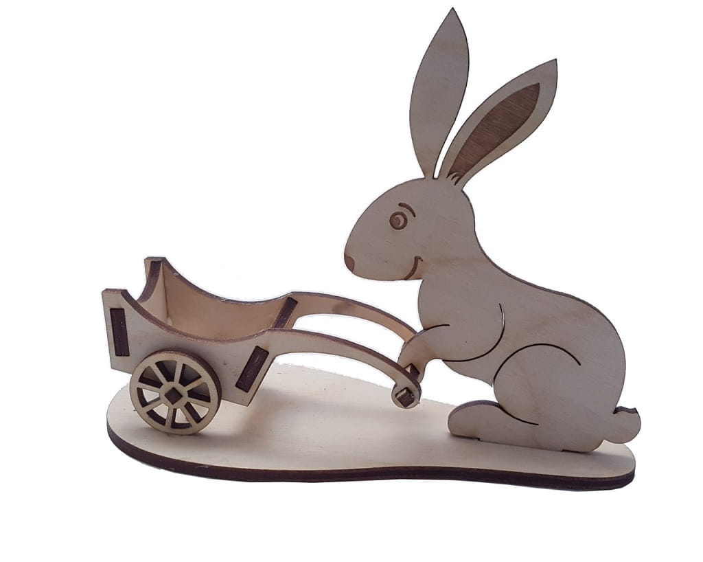 Laser Cut Easter Egg Holder Cart With Bunny