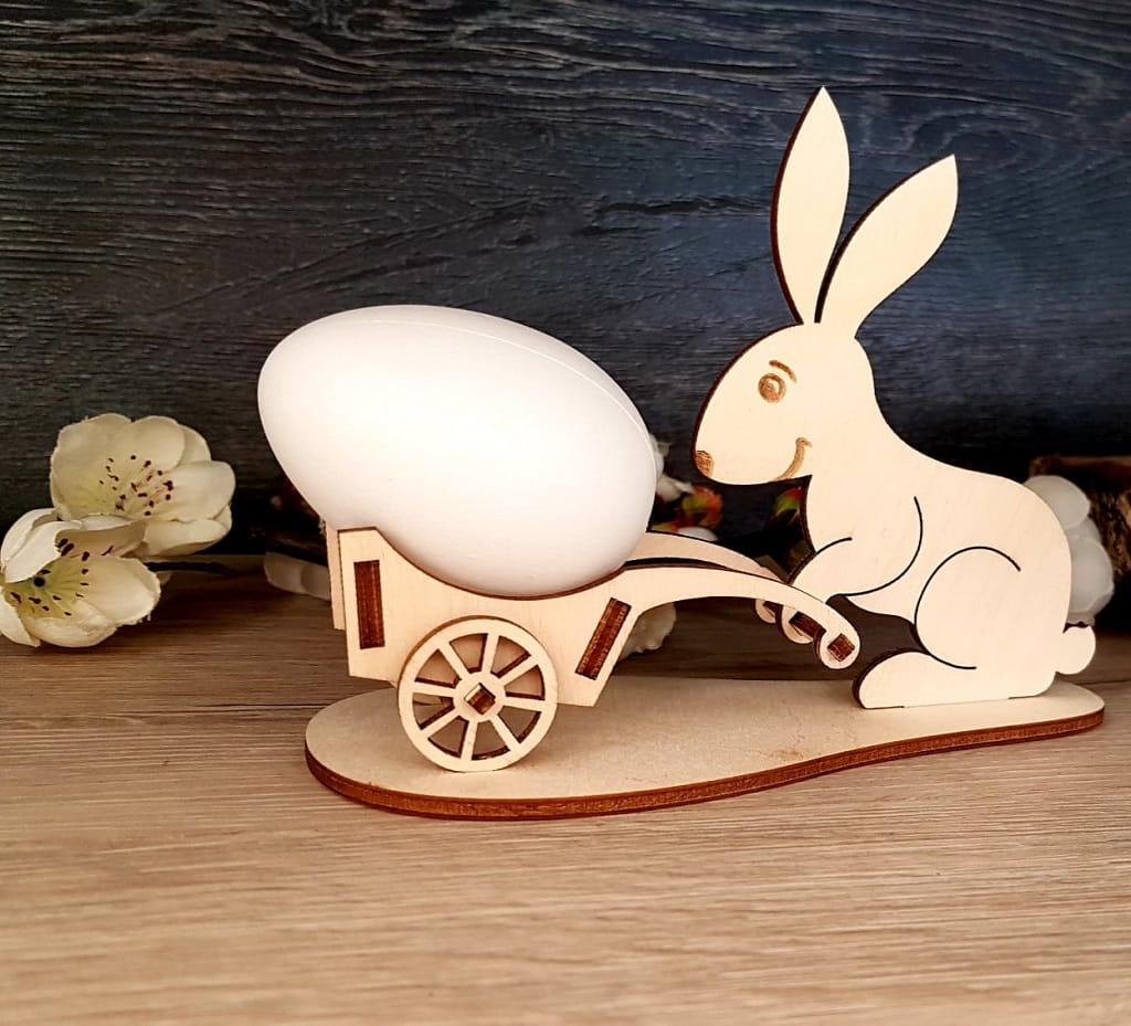 Laser Cut Easter Egg Holder Cart With Bunny