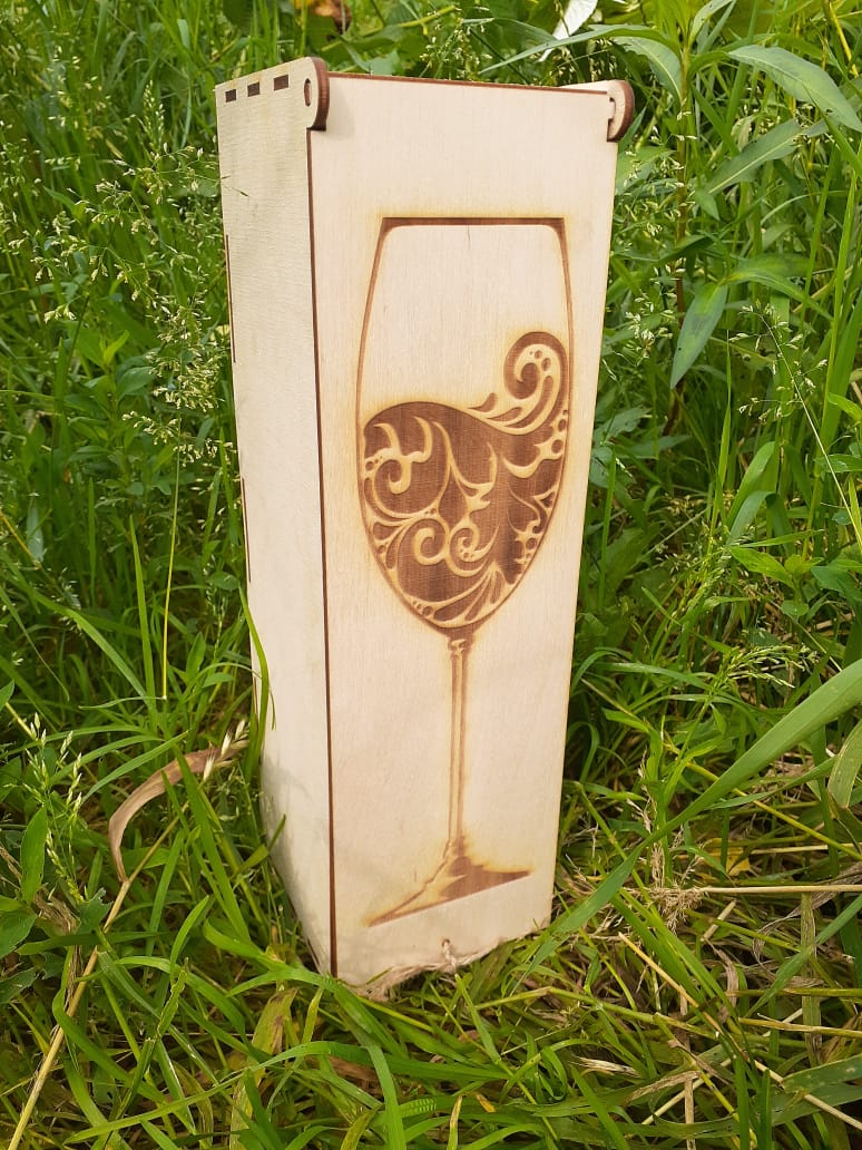 Laser Cut One Bottle Wine Gift Boxes With Hinged Lid