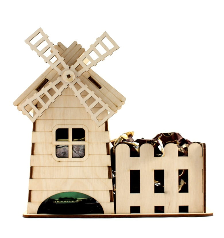 Laser Cut Windmill Tea House With Candy Box