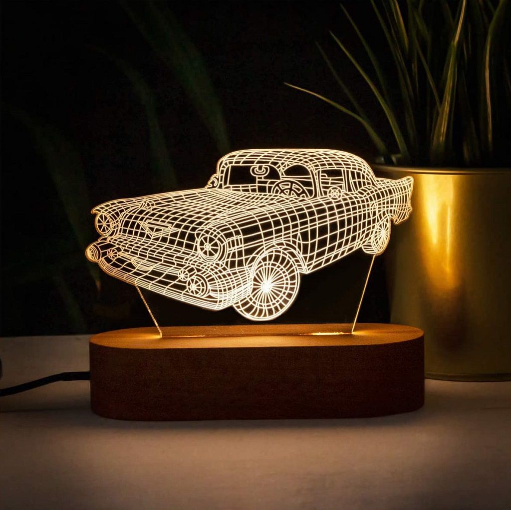 Laser Cut Chevy 57 Vintage Chevrolet Model 3D Illusion Lamp