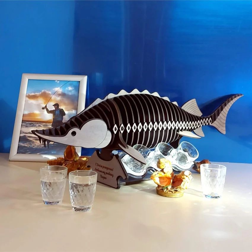 Laser Cut Sturgeon Fish Mini Bar