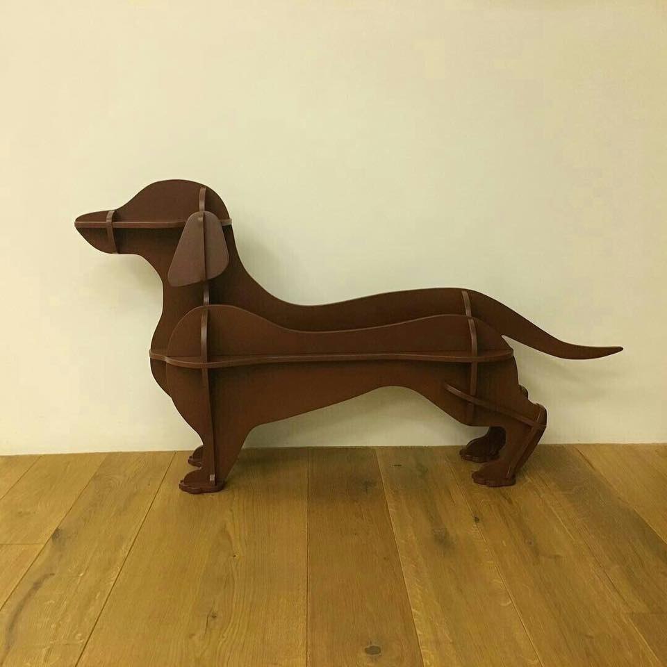 Laser Cut Dachshund Dog Floor Shelf for Kids