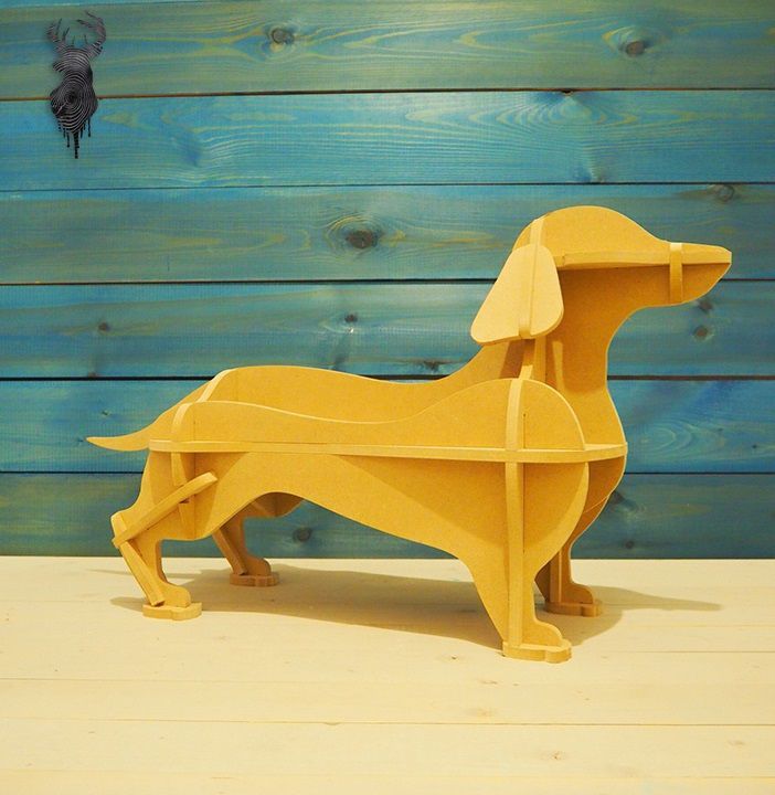 Laser Cut Dachshund Dog Floor Shelf for Kids