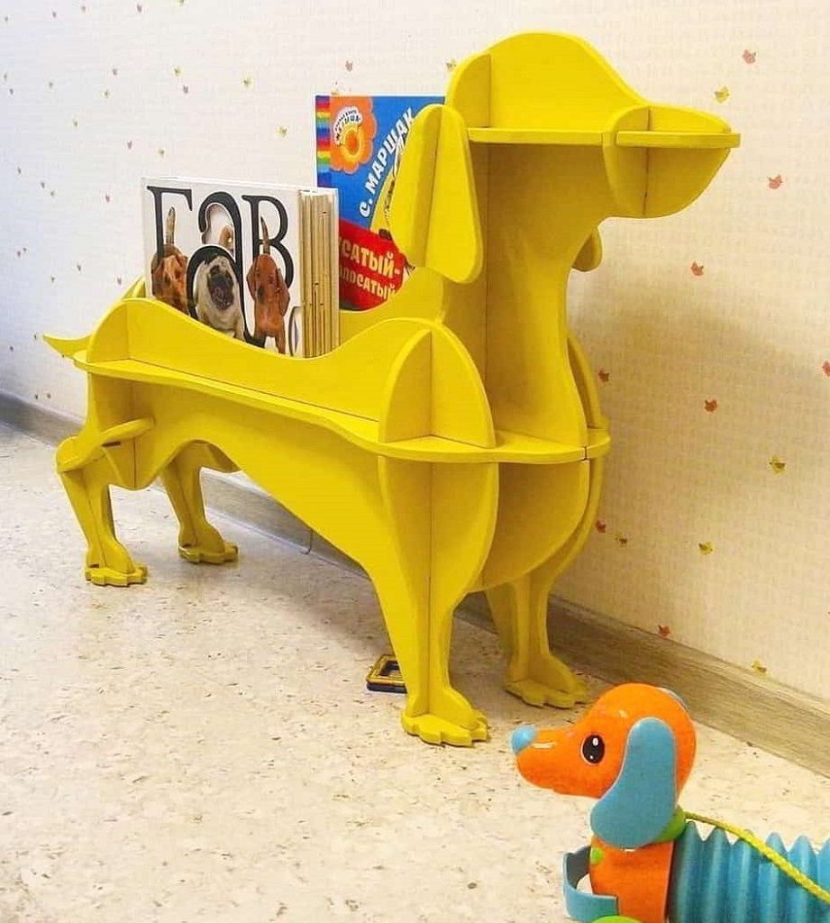 Laser Cut Dachshund Dog Floor Shelf for Kids