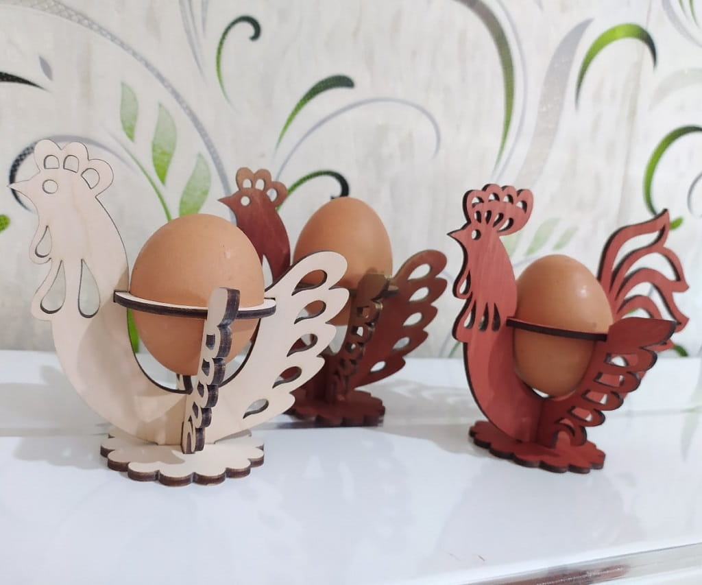 Laser Cut Chicken Easter Egg Decoration Stand 2 Styles