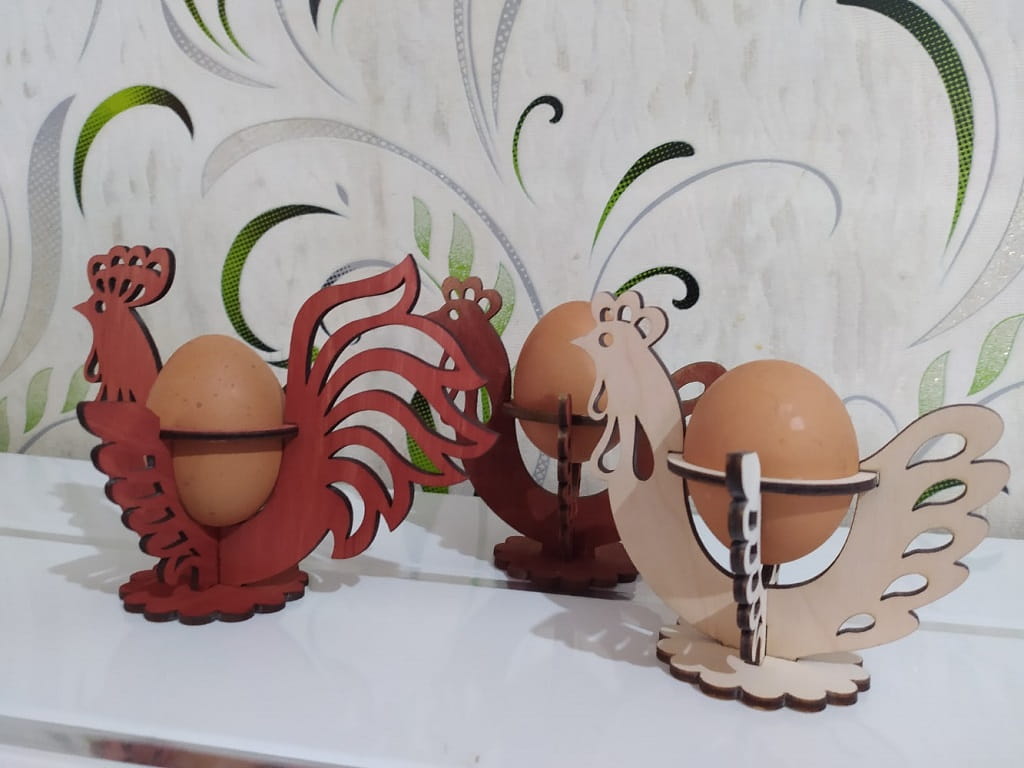 Laser Cut Chicken Easter Egg Decoration Stand 2 Styles