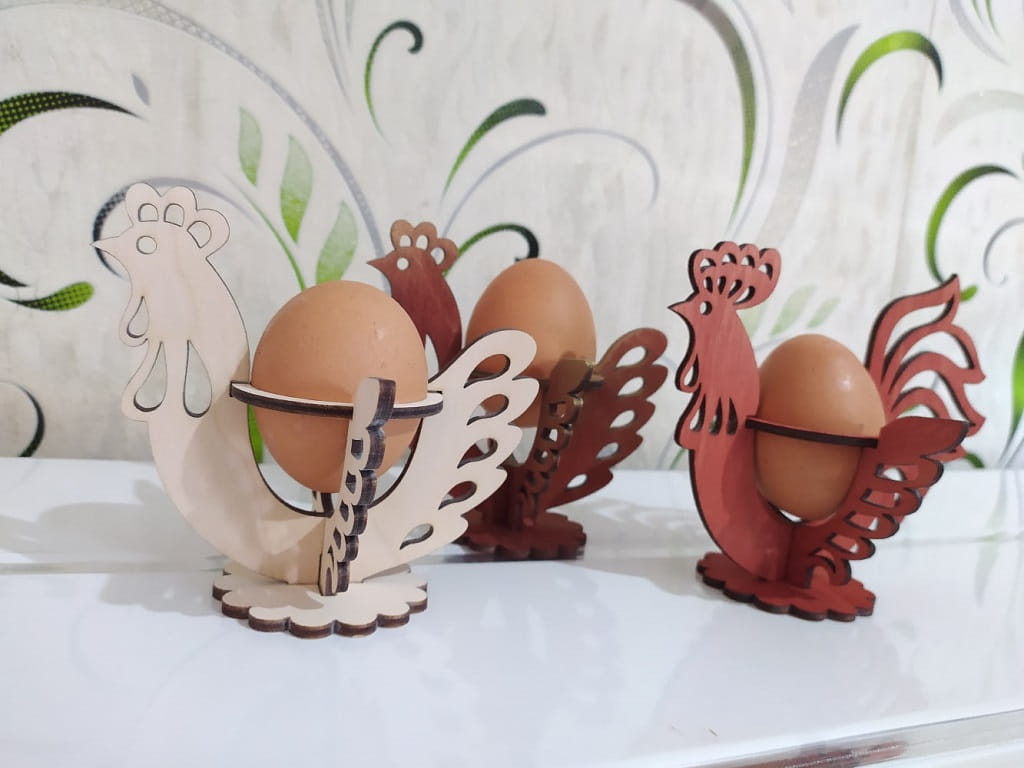 Laser Cut Chicken Easter Egg Decoration Stand 2 Styles