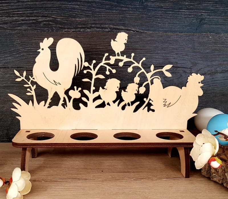 Laser Cut Chicken Easter Egg Holder Display Rack