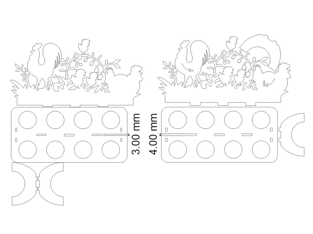 Laser Cut Chicken Easter Egg Holder Display Rack