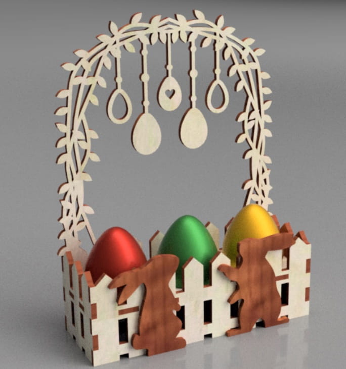 Laser Cut Decorative Easter Egg Holder Basket