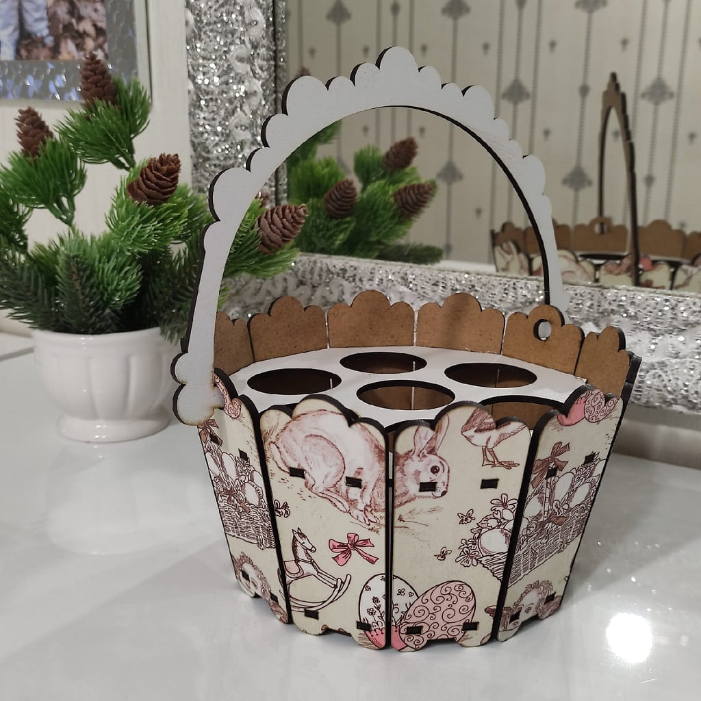 Laser Cut Easter Bucket Egg Holder Basket