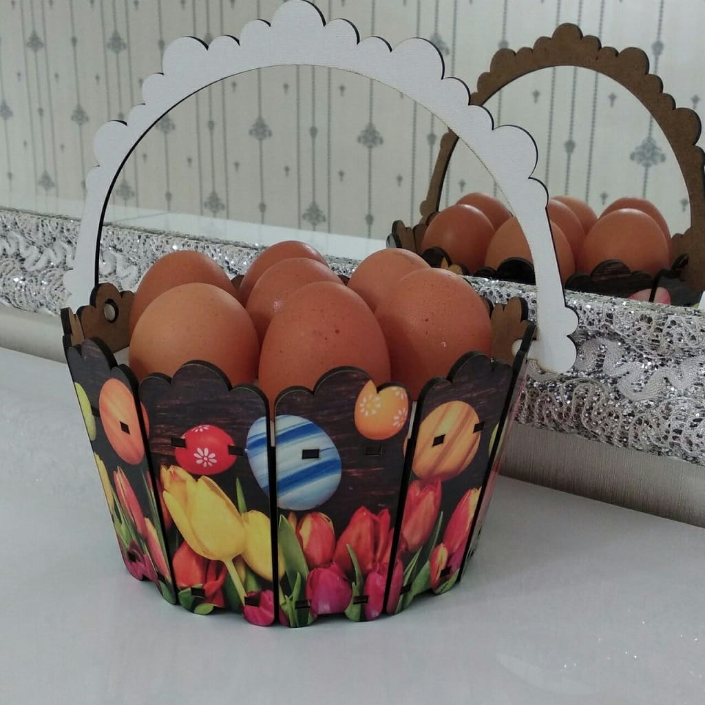 Laser Cut Easter Bucket Egg Holder Basket